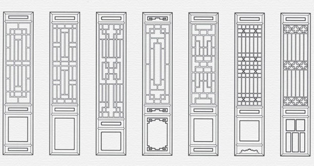 大名常用中式仿古花窗图案隔断设计图